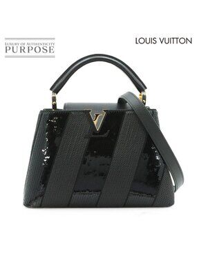 Louis Vuitton Capucines BB 2-Way Bag Sequin Leather Black